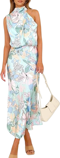 Summer Satin Dress Elegant Sleeveless