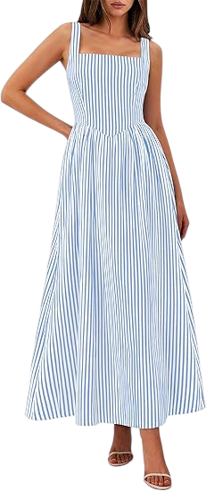 Women's Maxi Dress Summer Striped Sundress by Prettygarden Clothing
